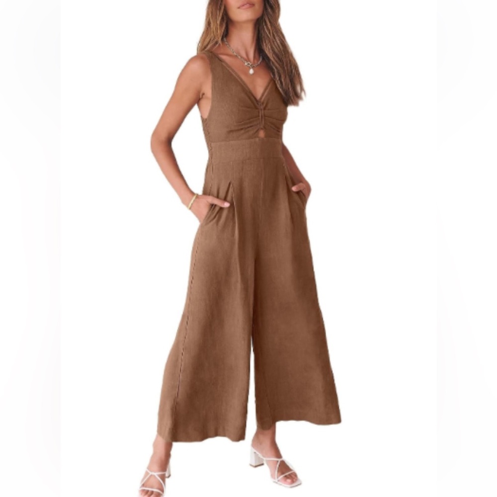 Amazon Linen Blend Wide Leg Jumpsuit
